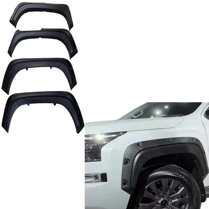 

Matte Black Wheel Arch Eyebrow Fender Flares for Triton L200 MR MQ Strada 2023 2024+ Car Body Kits with Decoration Bolts