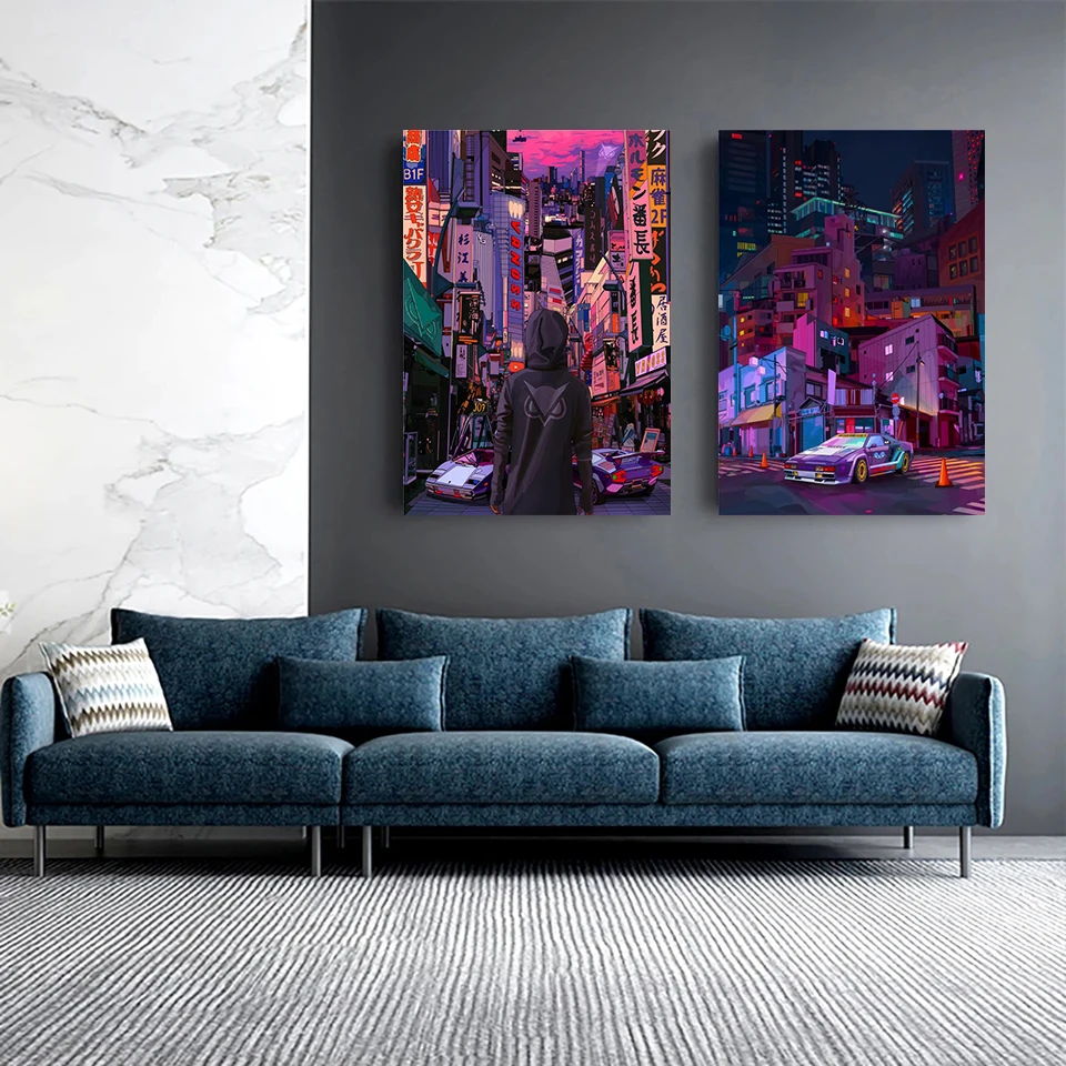 AB Northern Lights Diamond Painting Night Neon City Street Landscape Cartoon Mosaic 5D DIY New Arrival Set Craft Gift Home Decor