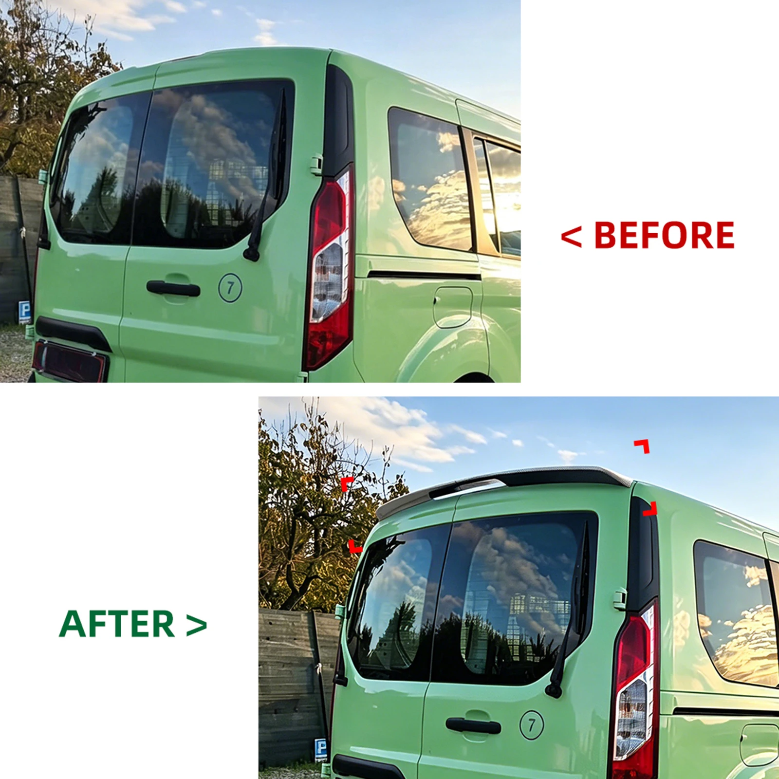 

For Ford Transit Connect/Tourneo Connect 2013-2021 Double Door Rear Roof Trunk Lid Spoiler Wing Boot Lip Tailgate Upper Splitter