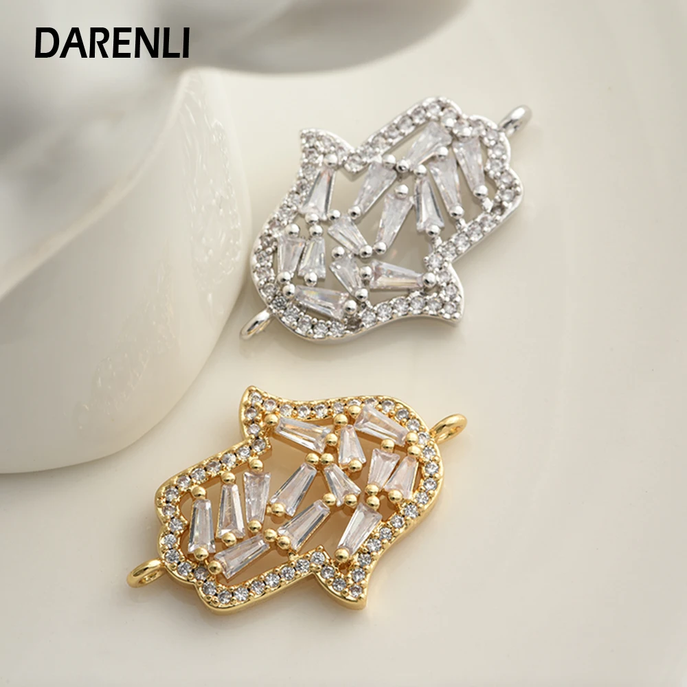 

DARENLI 1 шт. 18 К позолоченная латунь Хамса ручной работы разъем подвески аксессуары с цирконом для изготовления ювелирных изделий ожерелье ﻿