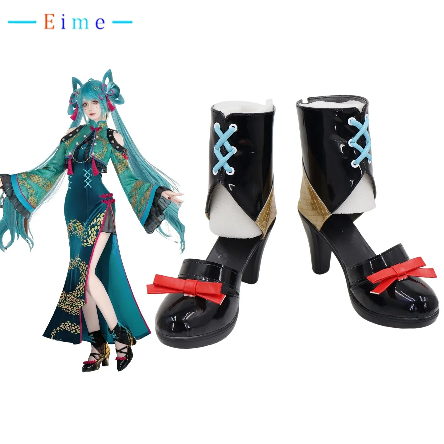 

Mikuu Cosplay Shoes Halloween Carnival Boots Cosplay Props Anime Accessories PU Leather Shoes Custom Made