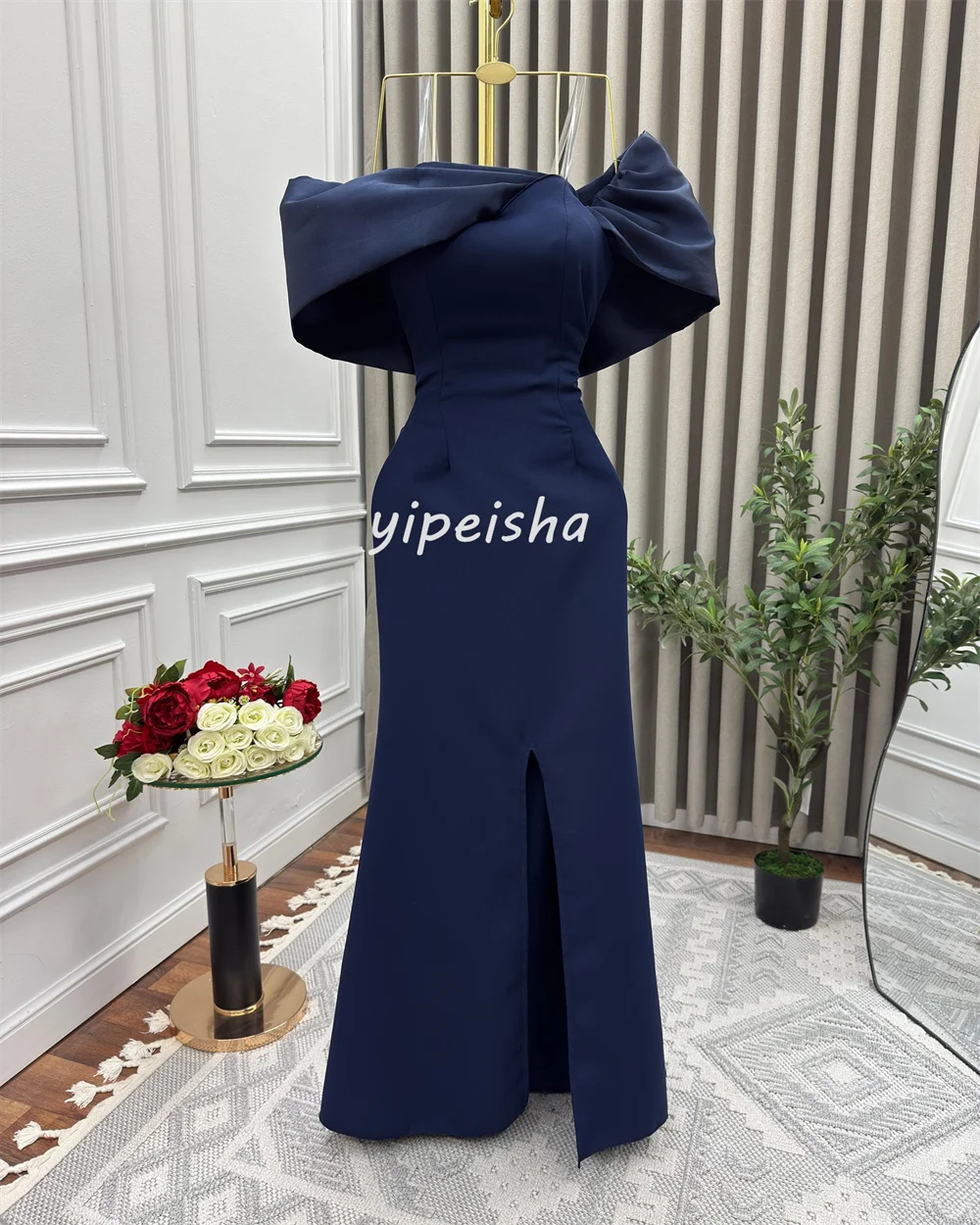 تخصيص مثير عالية الجودة جيرسي الطية ثنيات حورية البحر خارج على الكتف فساتين طويلة مخصصة فساتين مناسبة رسمية أنيقة