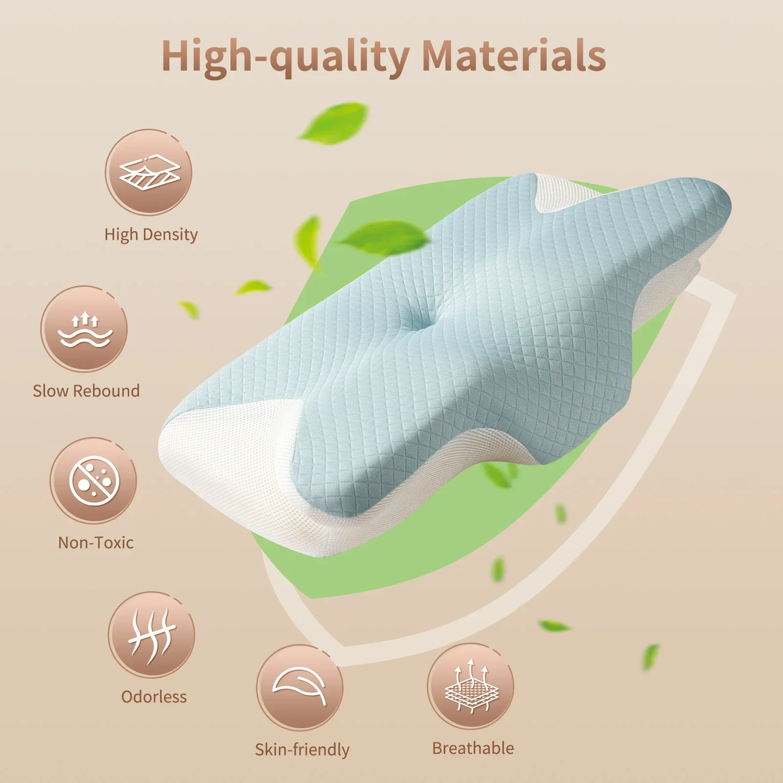 Ergonomisches Kontur-Nackenkissen aus Memory-Schaum, orthopädisches Nackenstützkissen mit austauschbarem Kissenbezug zur Linderung von Nackenschmerzen – Detail 7