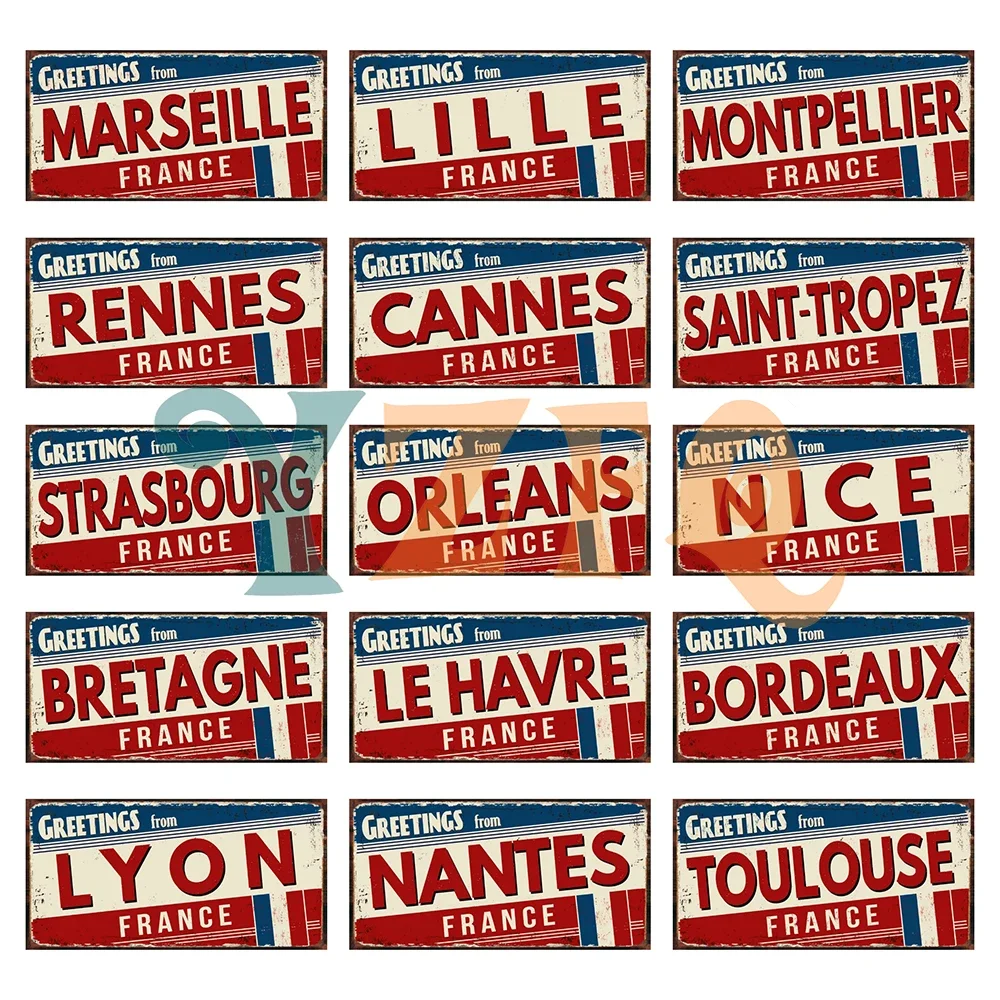 France City World  Decorative Tin Signs Retro Monaco Budapest Metal Plaque Wall Living Room Home Decor Tourist Souvenir 30X15CM