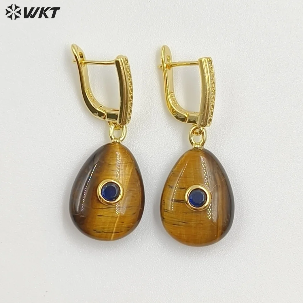 

WT-E798 Новые 5 пар драгоценных камней с цирконом, популярные классические серьги с 18-каратным настоящим позолотой для женщин, повседневное украшение