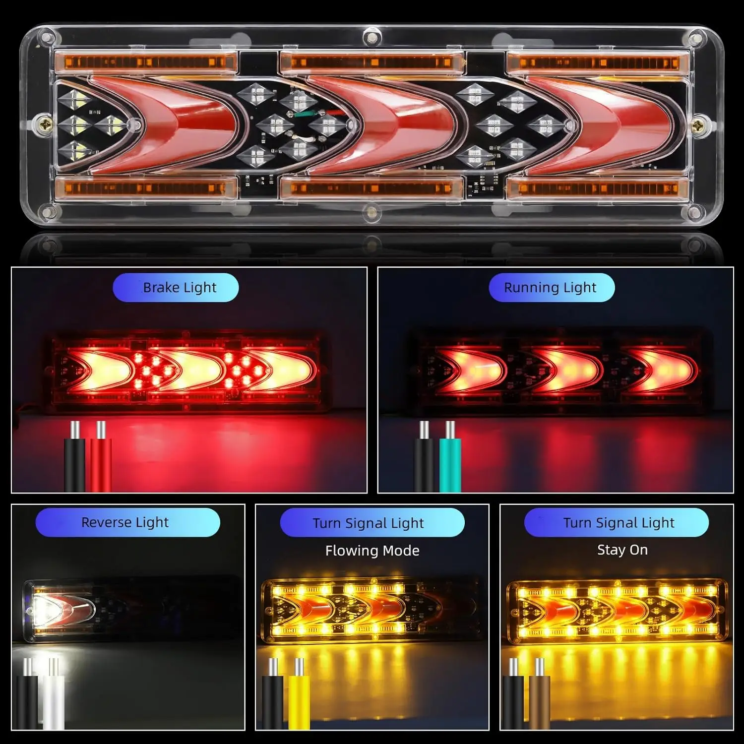 LED Trailer Lights Truck Tail Lights Turn Signal/Brake Stop Light Universal for Trailer Utility Pickups RV Camper Vans,2PCS