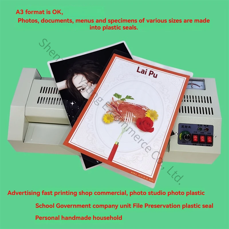 A3 A4 Plastic Laminating Machine Photo Plastic Sealing Machine Specimen Document Film Small Home Office Glue Machine