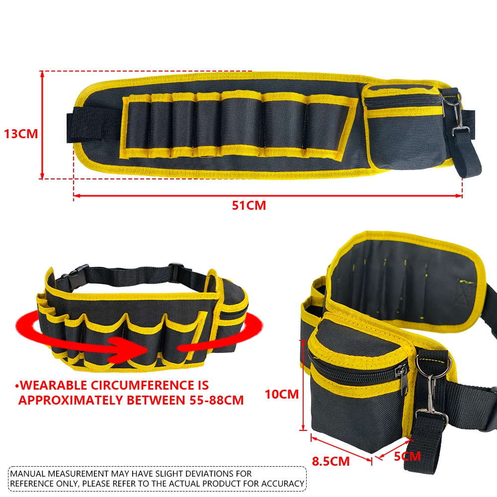 Multi-color Electricians Tool Belt Repair Pouch Pocket Tool Waist Bag Waterproof Carpenter Oxford Cloth Tool Bag