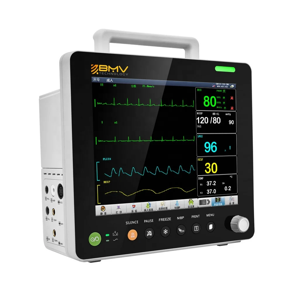 BMO-210 Vet Multi-parameter 12'' Portable Veterinary Monitor CE Certified Class II USB Rechargeable Small Animals 2-Year