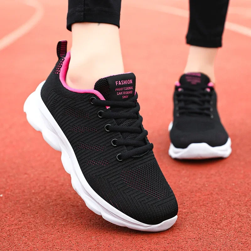 

Black Non Slip Women's Shoes Lightweight Running Sneakers Breathable Casual Travel Shoes Comfortable Work Shoe Zapatillas Hombre