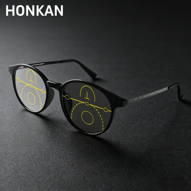 

Сверхлегкие прогрессивные мультифокальные очки для чтения, фотохромные очки с защитой от синего света, очки в круглой оправе для мужчин и женщин