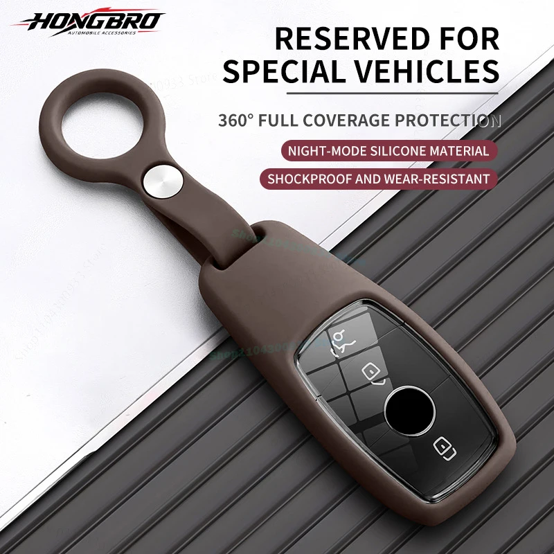 Fit For E200 E300 E400 GLC200 GLC300 GLC43 AMG CLS350 Car Key Case Cover Liquid Silicone Smart Remote Fob Protector Shell