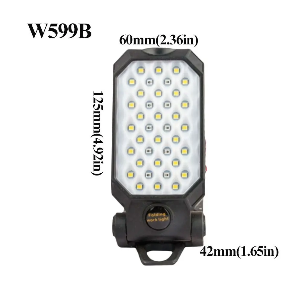 Magnetic Hook Portable LED Worklight Super Bright Power Display Adjustable Camping Lantern Waterproof Design COB Work Light