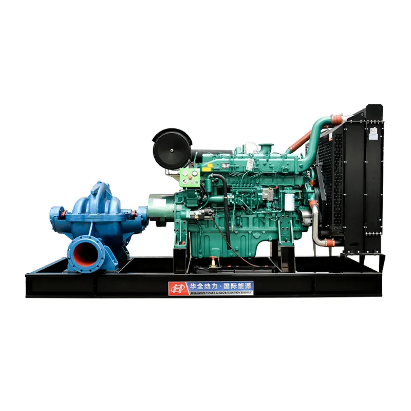 Huaquan 400kw Diesel Engine Water Unit Horizontal Centrifugal Pump Pumping Machine Self-priming  Double Suction