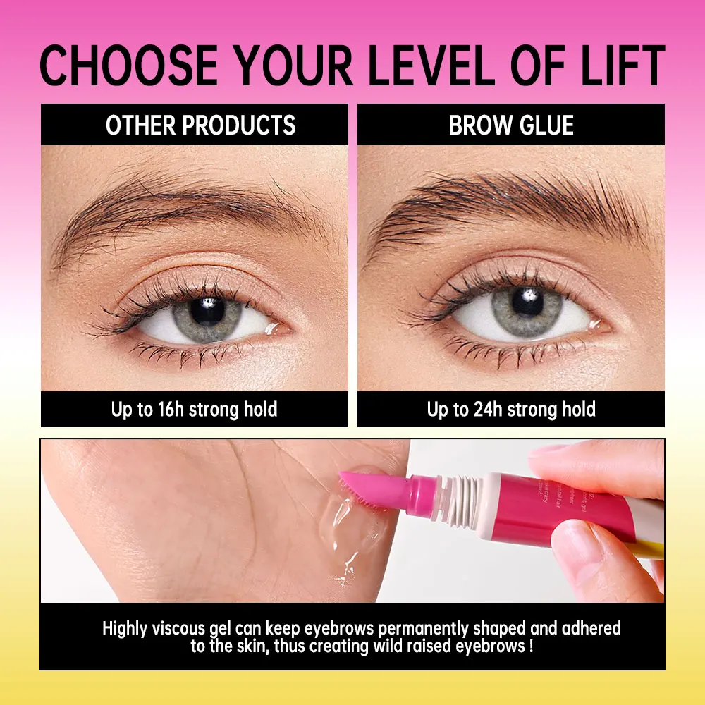 Brow Lamination Gel With Comb Super Lift Brow Glue Long Lasting Strong Hold Clear Gel For Defined Eyebrow Makeup