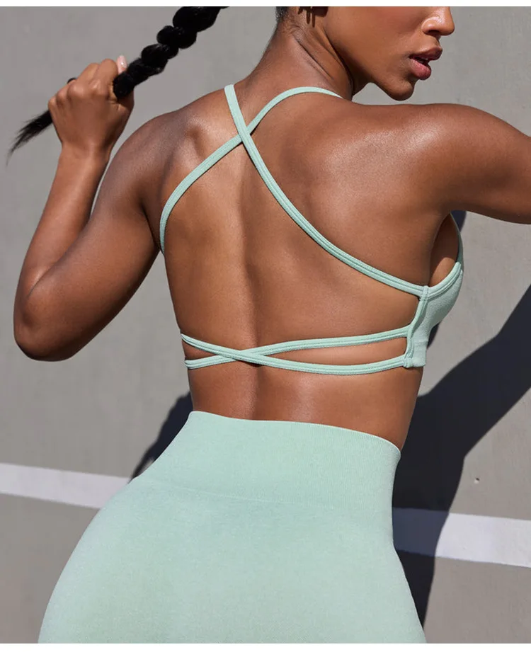Seamless sports bra: quick-drying, form-fitting, ideal for outdoor running, fitness, back-shaping and yoga