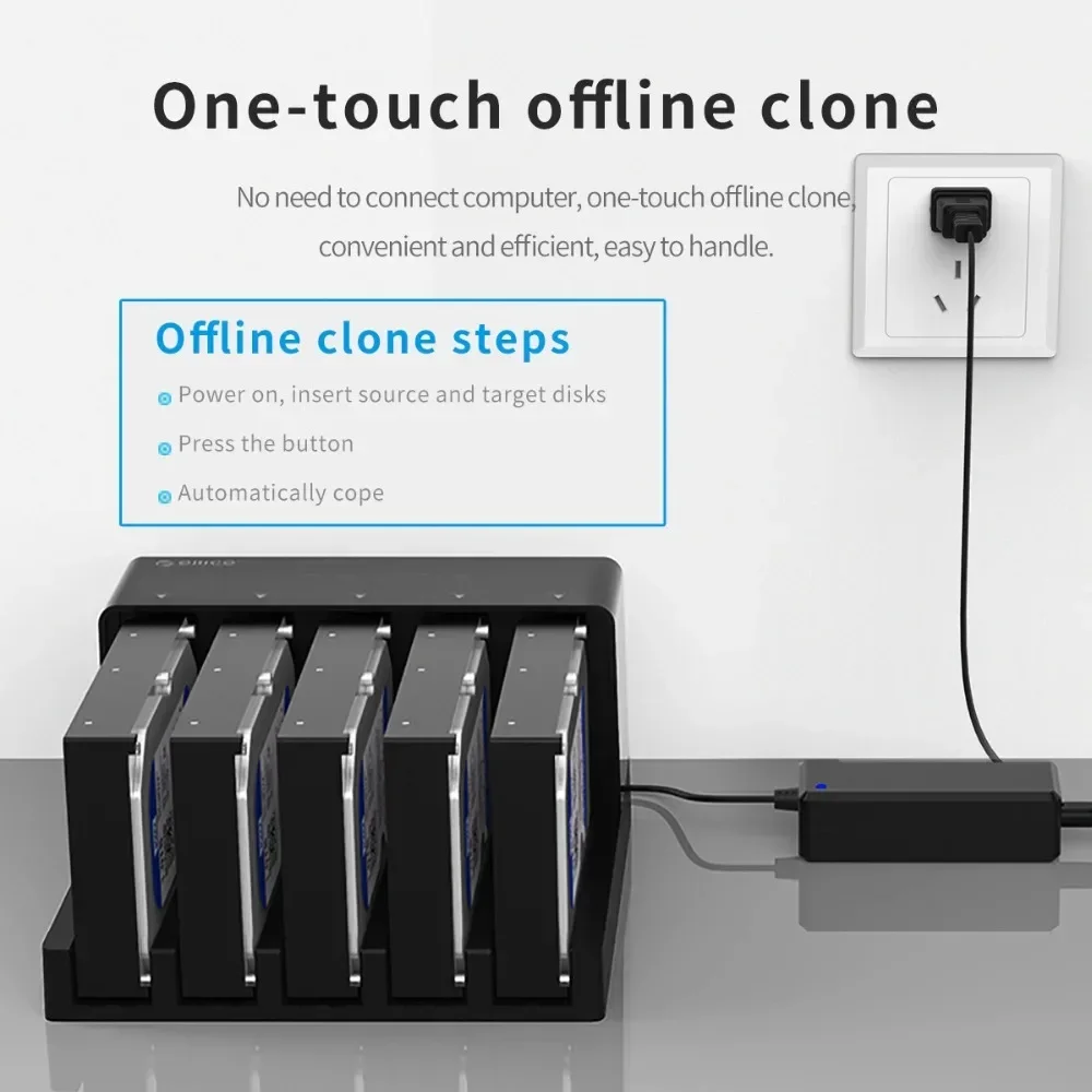 Ổ Cứng ORICO Đế Cắm 5 Bay SATA Sang USB 3.0 HDD Docking Cho 2.5/3.5 Inch/SSDStation Với Nhé Chức Năng Clone