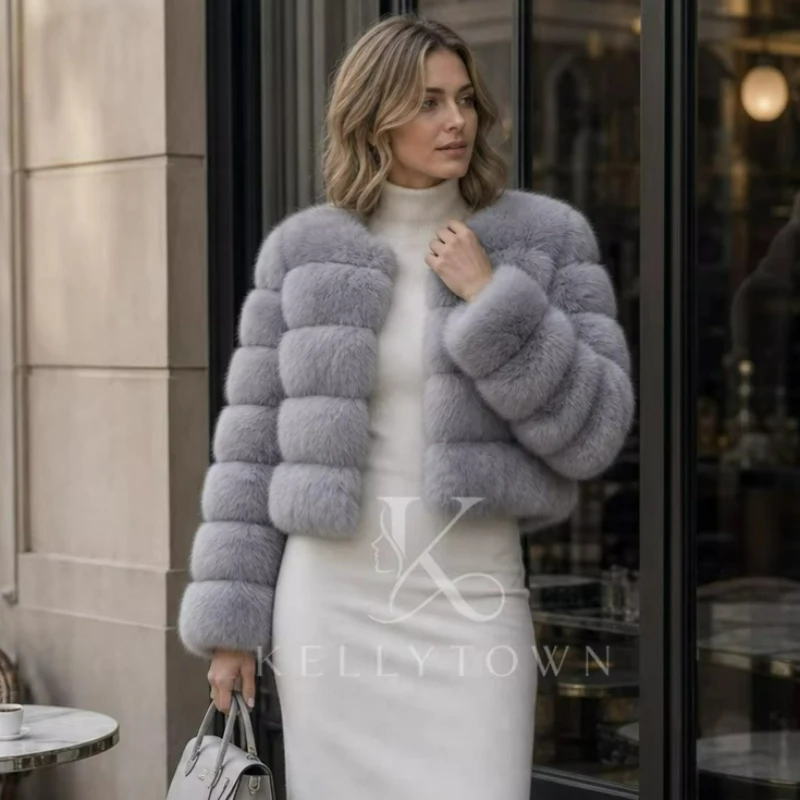 Faux Fur Women Bubble Coat Puffer Style Cropped Jacket Party Luxury Thick Warm Short Overcoat Fluffy куртка женская
