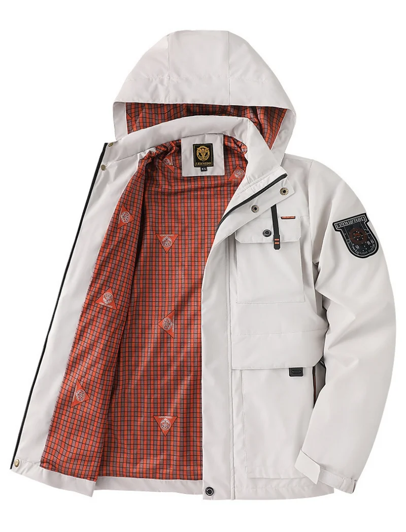 Windbreaker Men Tactical Jacket Waterproof Outdoor Hooded Coat Sports Military European Size M-5XL Field Climbing Thin Outwear