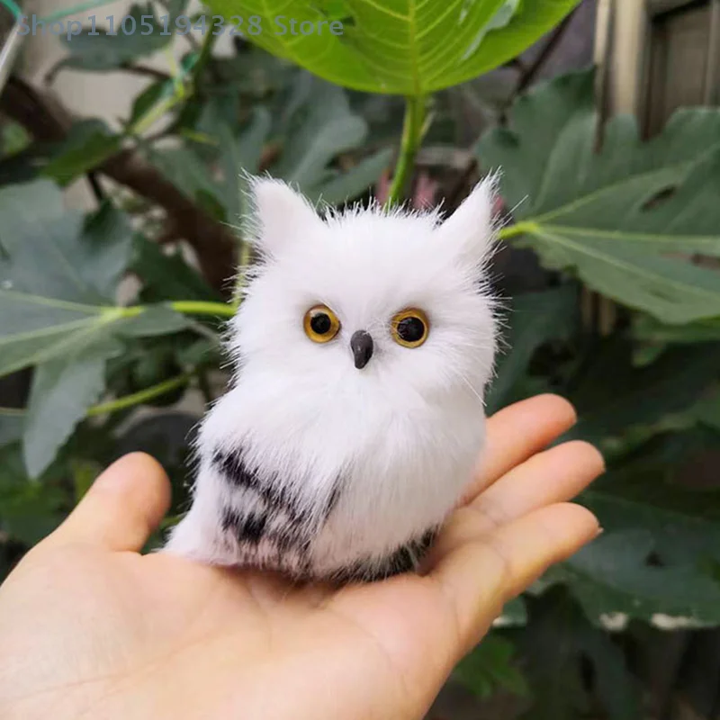 [FN] لطيف البومة الاصطناعية أبيض أسود فروي عيد الميلاد الطيور زخرفة الديكور الزينة محاكاة للمنزل ديكور هدية