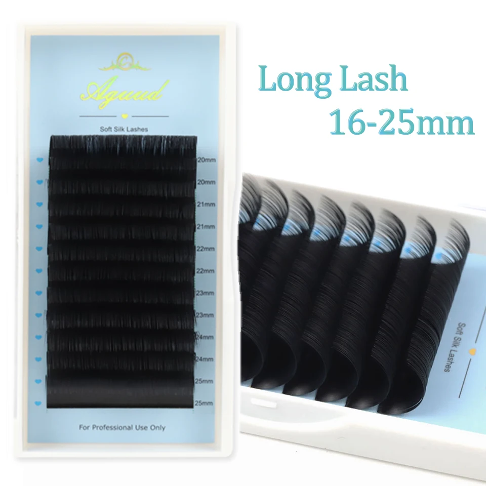 AGUUD 8-25mm Classic Eyelashes Extensions Long Lash Faux Mink Russian 20-25mm Mix Individual Lash Russian Silk Lower Lash Cilios