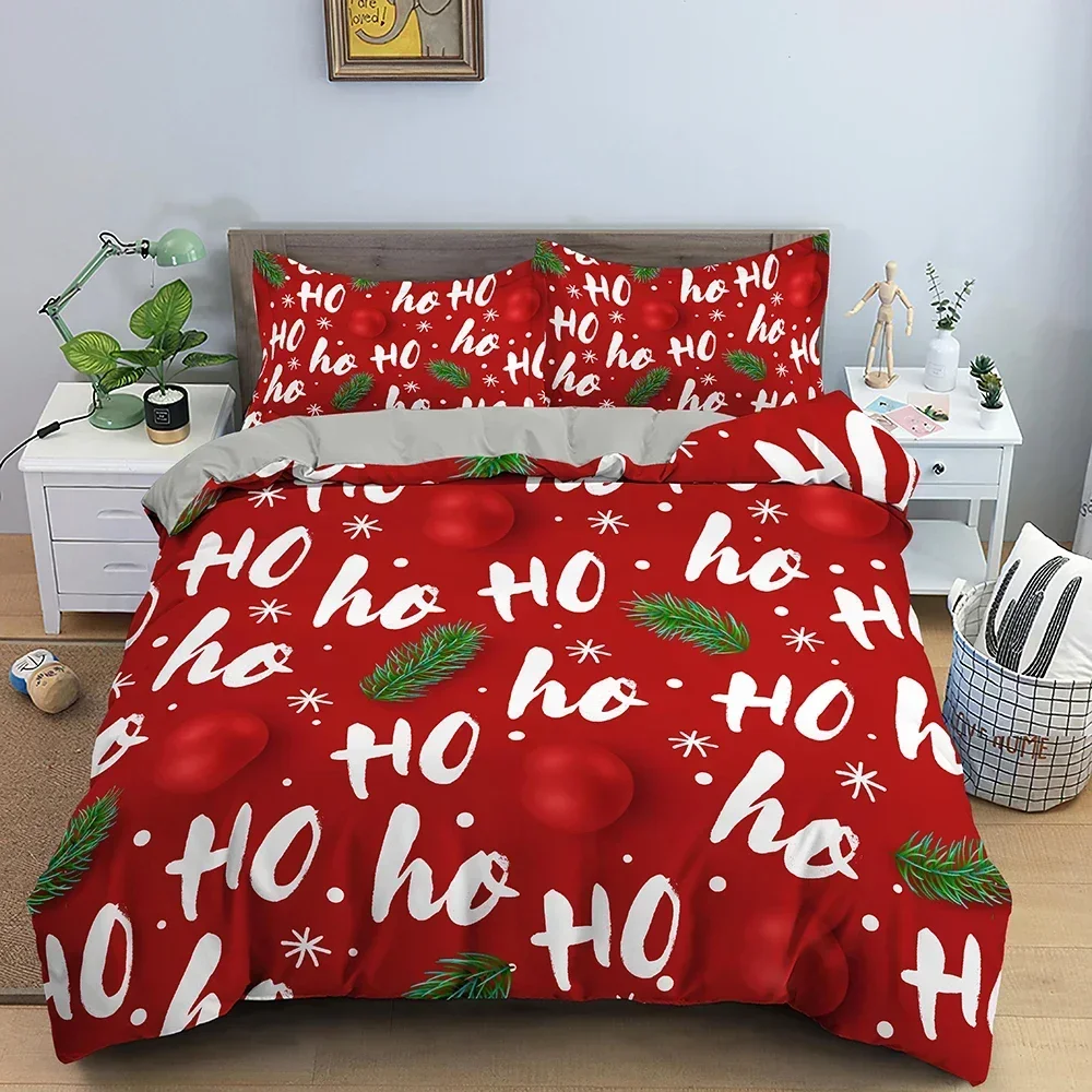 Merry Christmas Bedding Set Santa Claus Print Duvet Cover Case Xmas Bed Decor King Size  Present for Women Men Kids