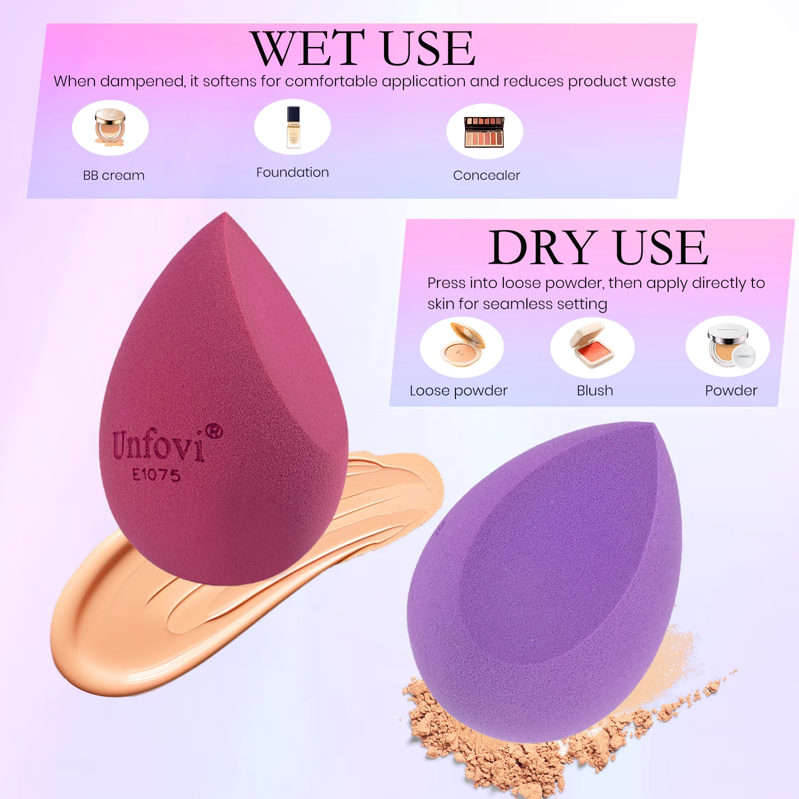 Ensemble d'éponges de maquillage douces, 7 paquets, œuf cosmétique pour une Application facile, facile à nettoyer et à transporter, éponges en forme d'œuf de haute qualité