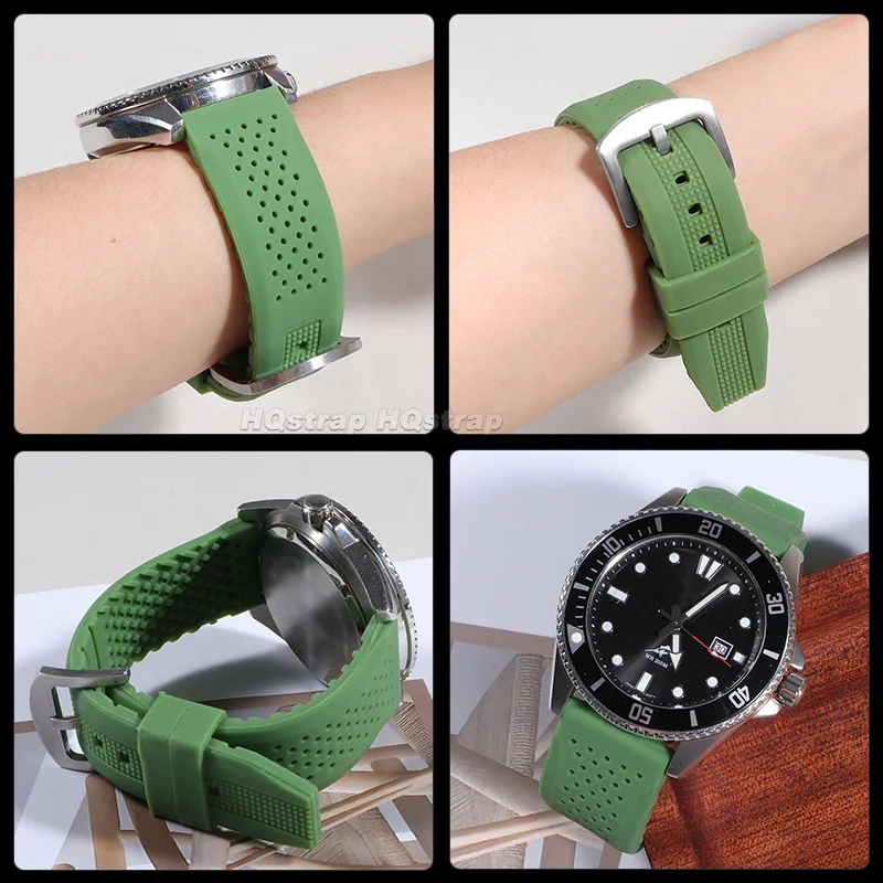 퀵릴리즈 방수 실리콘 시계 밴드, 고무 스트랩, 스포츠 범용 교체 팔찌, 16mm, 18mm, 20mm, 22mm, 24mm