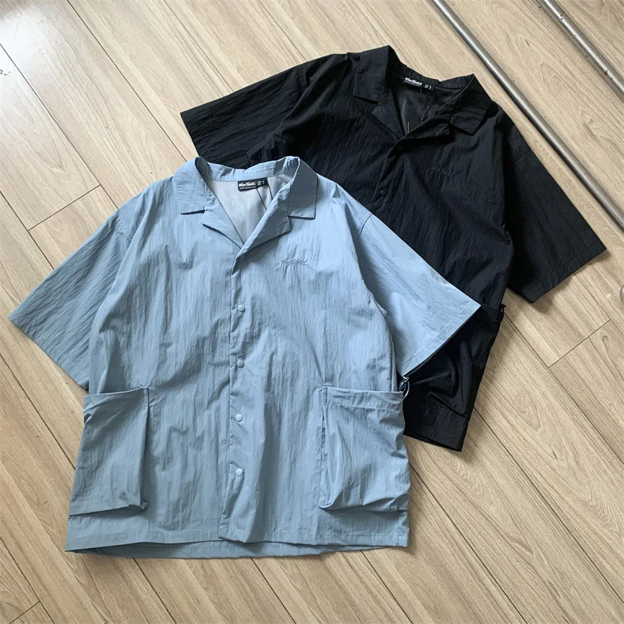 

Рубашка с коротким рукавом и воротником Guba от Wildthings с большими карманами, унисекс, высокое качество, тонкая, свободная, черная, синяя, для альпинизма