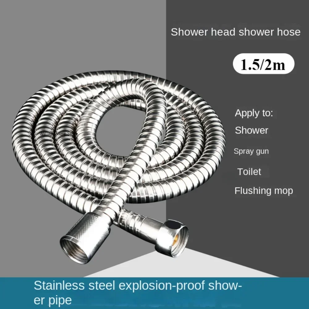 Hose Pipe Pull Garden Hoses Extension Water Black Shower 1.5/2M Flexible New SUS304 Bathroom Accessories Extendable Watering