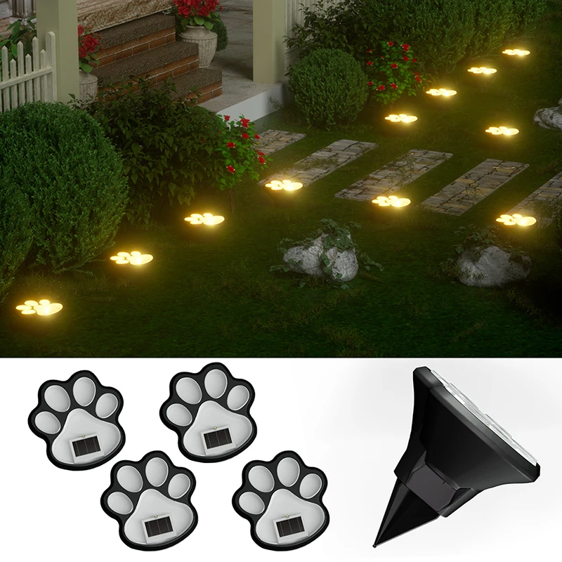 Lot de 4 lampes solaires LED à griffes de chien pour extérieur, économie d'énergie, éclairage paysager animalier pour jardin, patio, escalier, camping, décoration