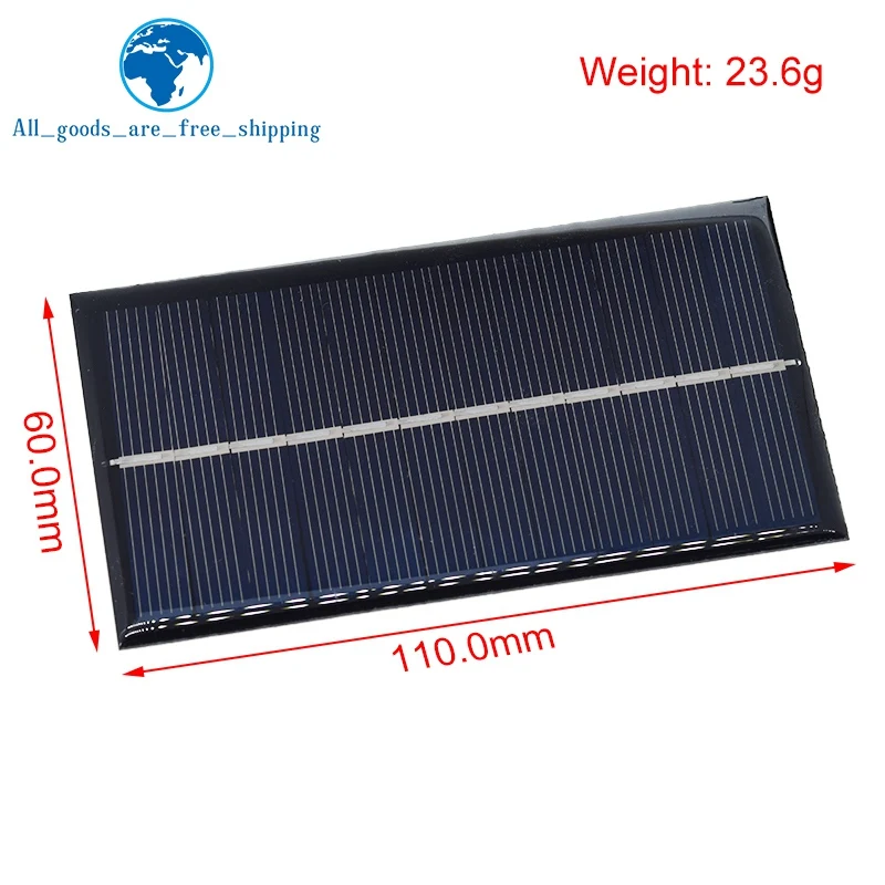 6V 160mA 0.96W Solar Panel 110X60MM Standard Epoxy Polycrystalline Silicon DIY Battery Power Charge Module Mini Solar Cell toy