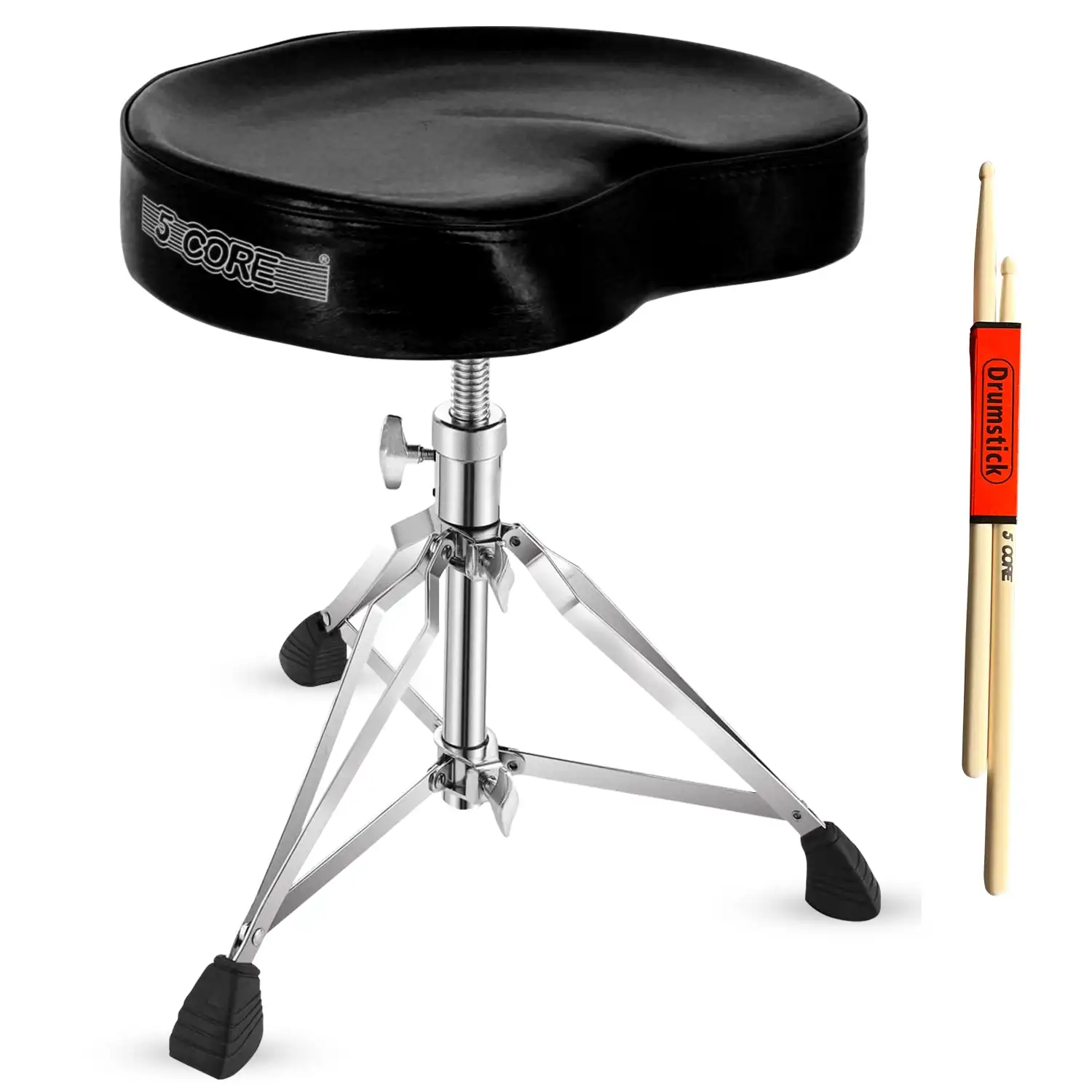 

5 Core Drum Throne Padded Guitar Stool Saddle Drummer Seat for Adults & Kids DS CH BLK SDL HD