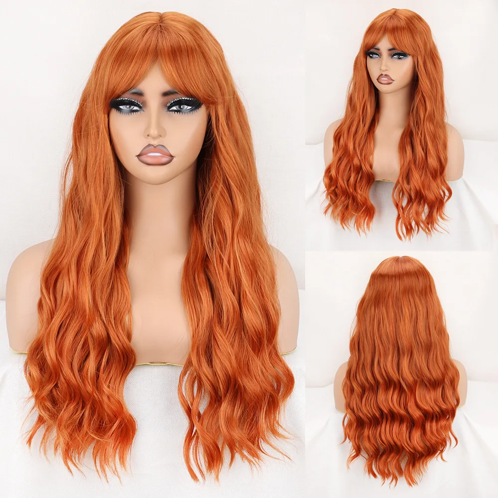 

European and American fashion wig women Qi bangs long wool roll chemical fiber mechanism wig headgear