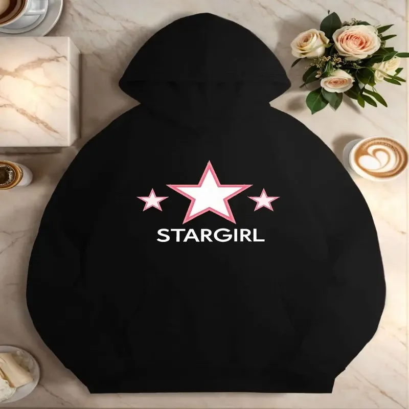 

STARGIRL женская толстовка больших размеров, повседневный пуловер из полиэстера с геометрическим звездным узором, с длинными рукавами, неэластичная трикотажная ткань