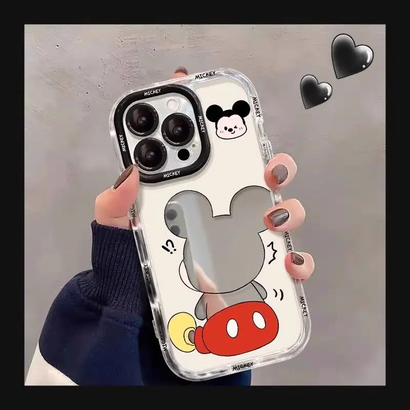 New Disney Cartoon Minnie Mickey Back Figure 16/15/14 Promax Phone Case 13/12 Puff 11 Mirror Xr Anti-fall Protective Case
