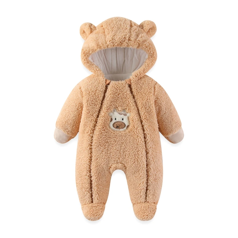 Winter Newborn Baby Girl Jumpsuit Thicken Baby Snow Wear Cotton Warm Infant Bodysuit Soft Baby Romper Jacket 0-12 Months