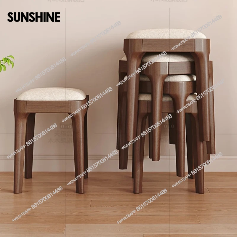 

Solid wood stool household dining table modern simple stackable sofa soft stool