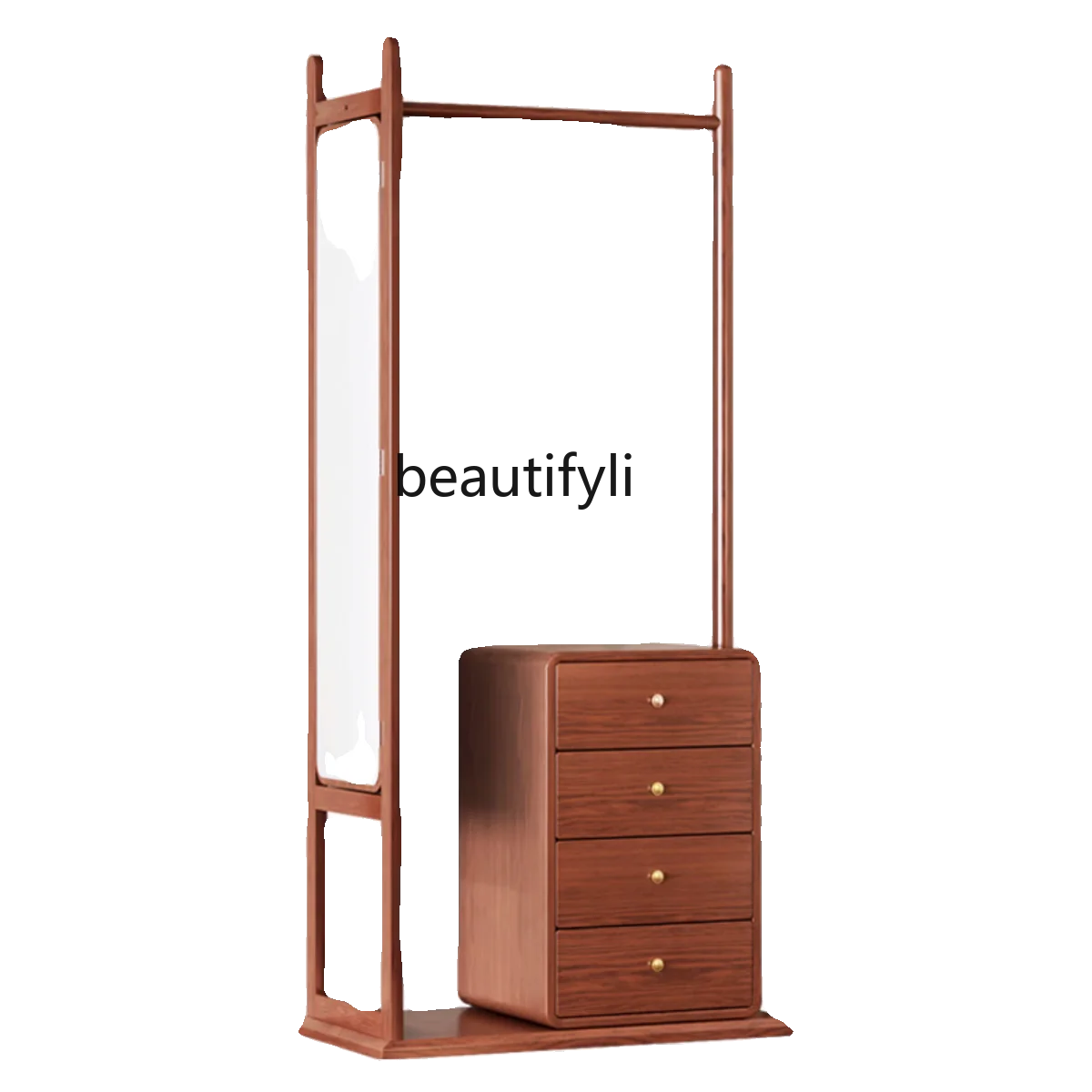 

Solid Wood Coat and Hat Rack Three-Pole Floor Bedroom for Dressing Mirror Vertical Clothes Hanging Rack