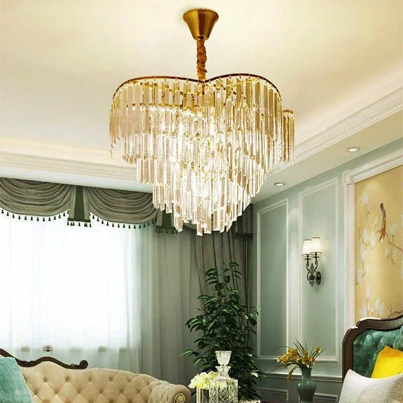 Royal Modern Led Crystal Chandelier Living Room Decoration Luxury Gold Round Bedroom Pendant Light Indoor Light Fixtures Lampara