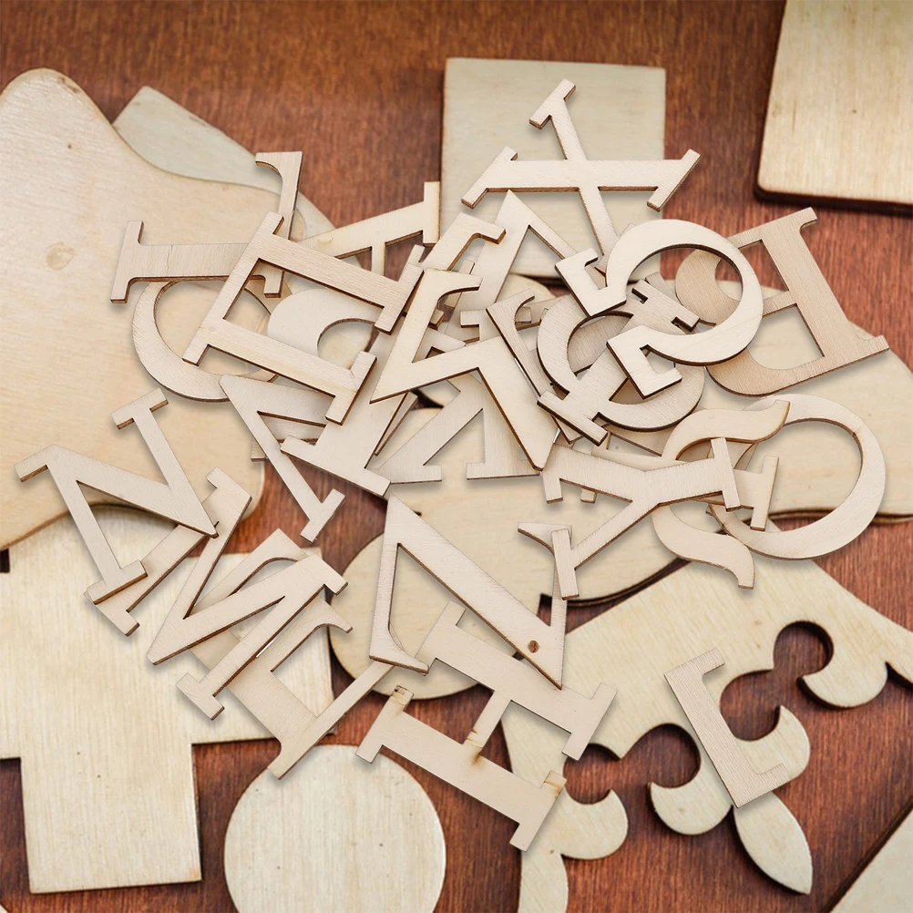 48 Pcs Decorate Letter Learning Wood Piece Child Wooden Recognition for Kindergarten