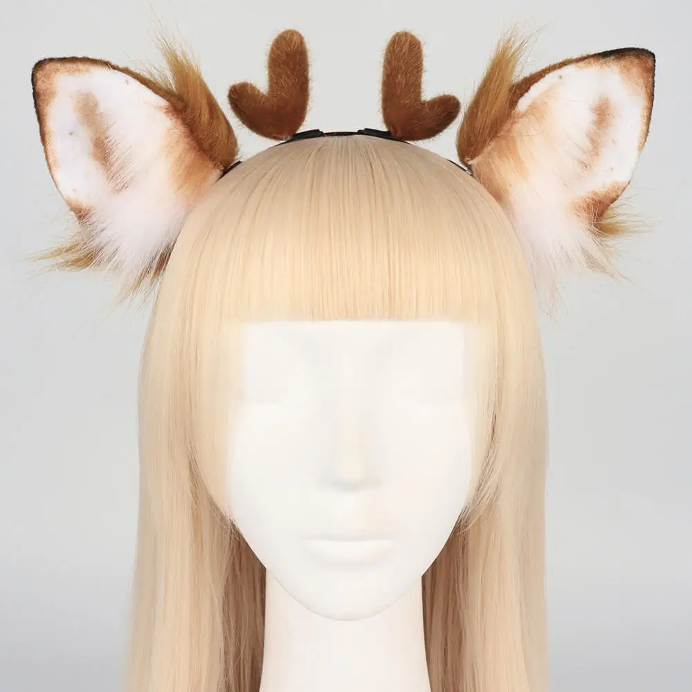 Christmas Cos Props Elk Hair Hoop Cute Plush Deer Ear Headpiece Manga Exhibition Accessories Simulated Antlers Hair Accessories