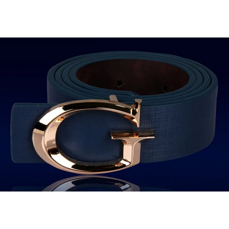 New Leisure Fashion Belt Korean Version Men's and Women's Gold Buckle Belt Versatile Trend Light Luxury C-shaped Buckle Belt