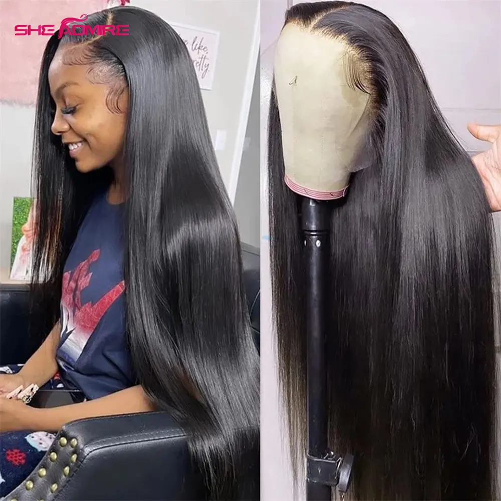 

Straight 13x4 Lace Front Wigs 180% Density HD Transparent Human Hair Wig Pre Plucked with Baby Hair Glueless Wig for Black Women