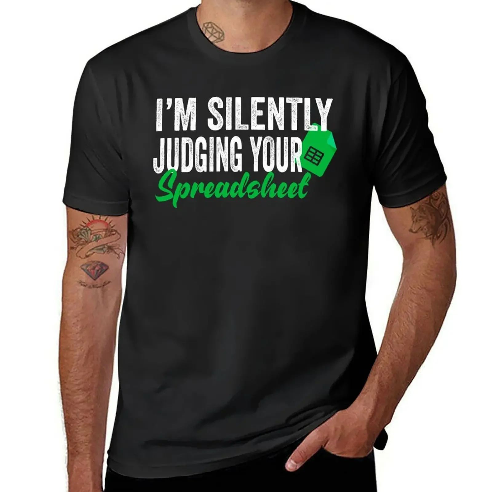 

Im Silently Judging Your Spreadsheet T-Shirt summer tops cotton graphic tees t shirts for men cotton