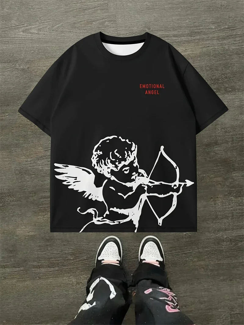 Men's Black Dragon Lightning Print T-Shirt Crew Neck Short Sleeve Fantasy Streetwear Summer Breathable Tee