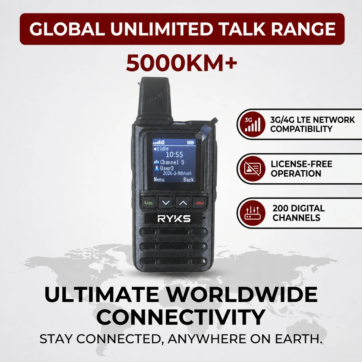 Xin-Poc Radio 4G Lte Walkie Talkie 10000Km License-Free 2350Mah Battery Group Call Type-C Charging For Security Logistics