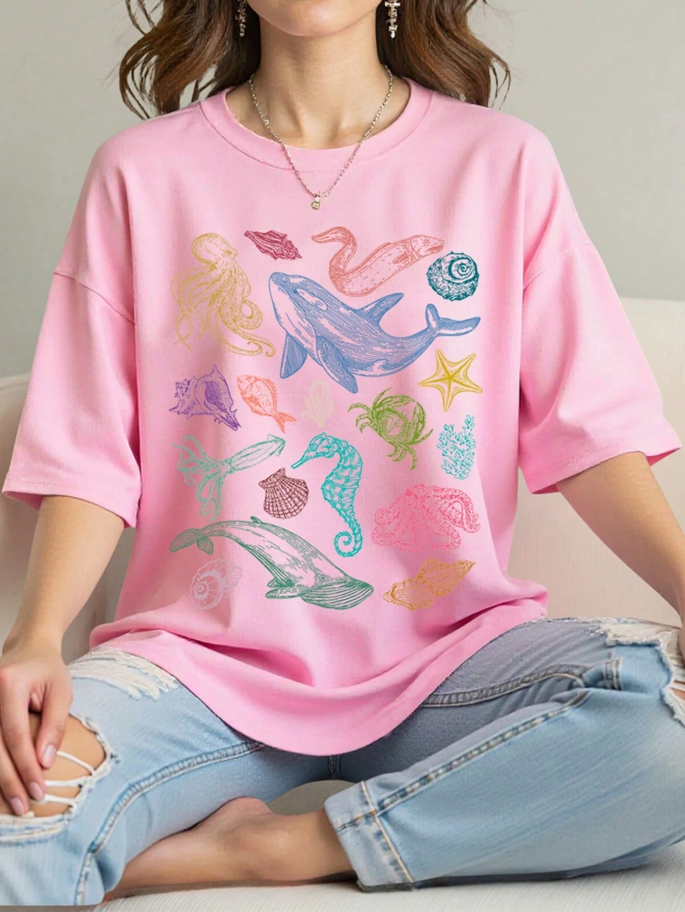 

Женская повседневная футболка с круглым вырезом и цветочным принтом, летняя уличная одежда в стиле хип-хоп, хлопковая удобная дышащая женская одежда, одежда Y2k