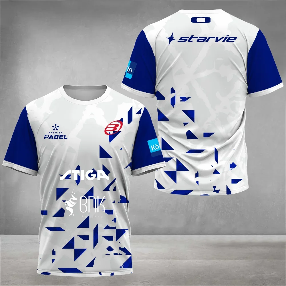 2024 Breathable Men\'s Padel Clothing 3D Printed Quick Dry Short Sleeve Jerseys Casual Loose Tennis Sports Crew Neck T-Shirt Top