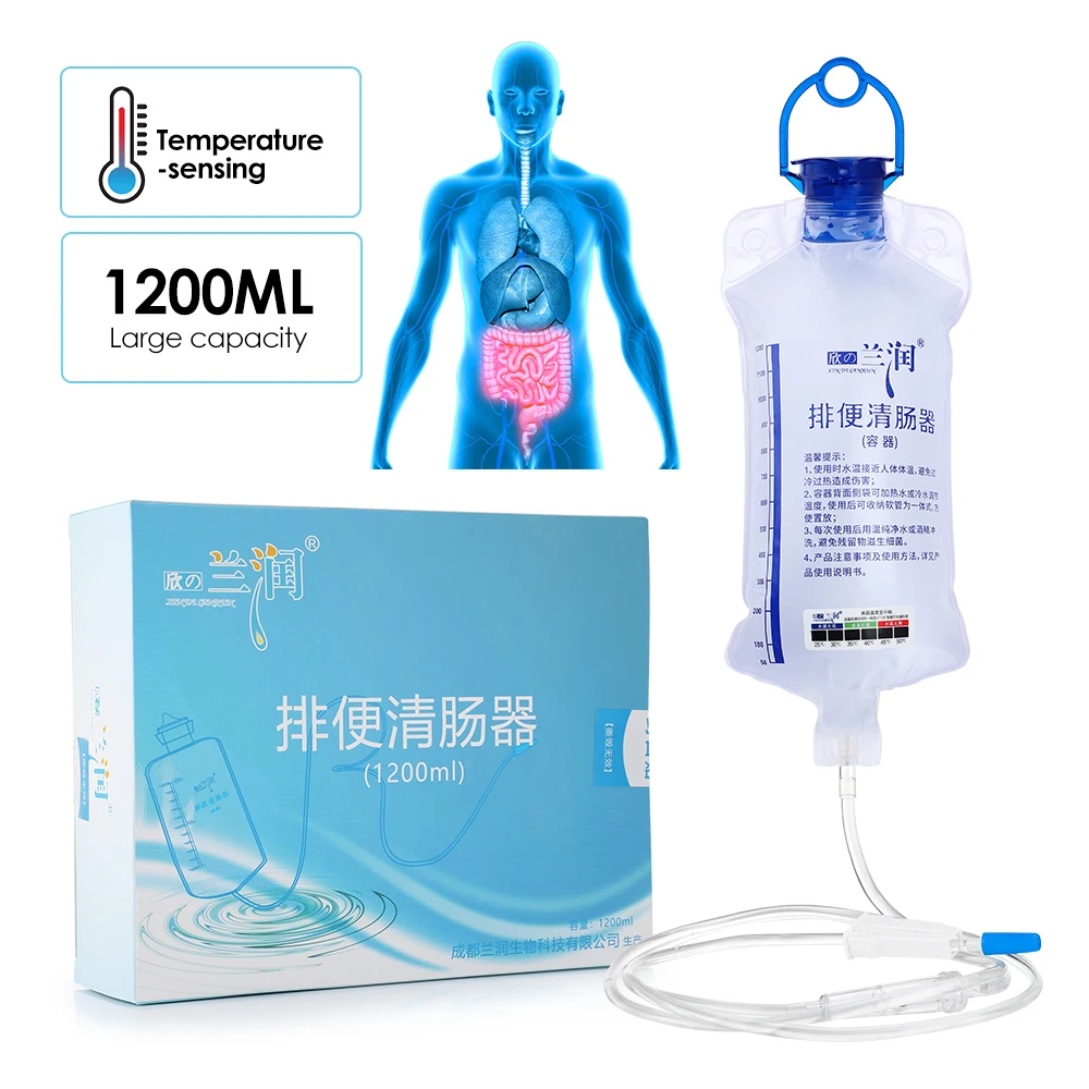 

1200ml Reusable Enema Bag Kits Set Extra 10pcs Enema Clean Head Household Medical Colonic Cleansing Kits Vaginal Irrigator